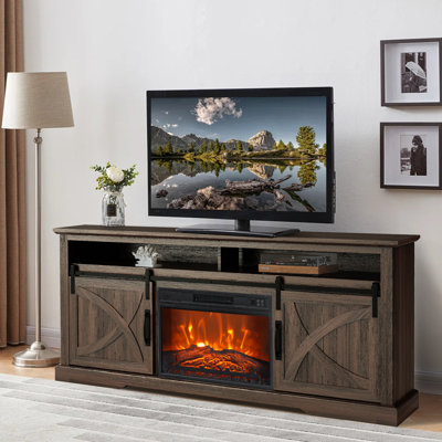 Alcott Hill Broncho TV Stand for TVs up to 50 w Fireplace Included Wood in White Size 30.7 H x 47.5 W x 15.7 D in